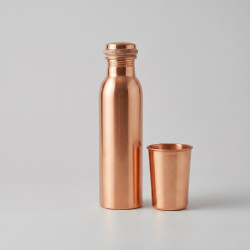Zestaw miedziany gładki - butelka 650 ml + kubek 250 ml